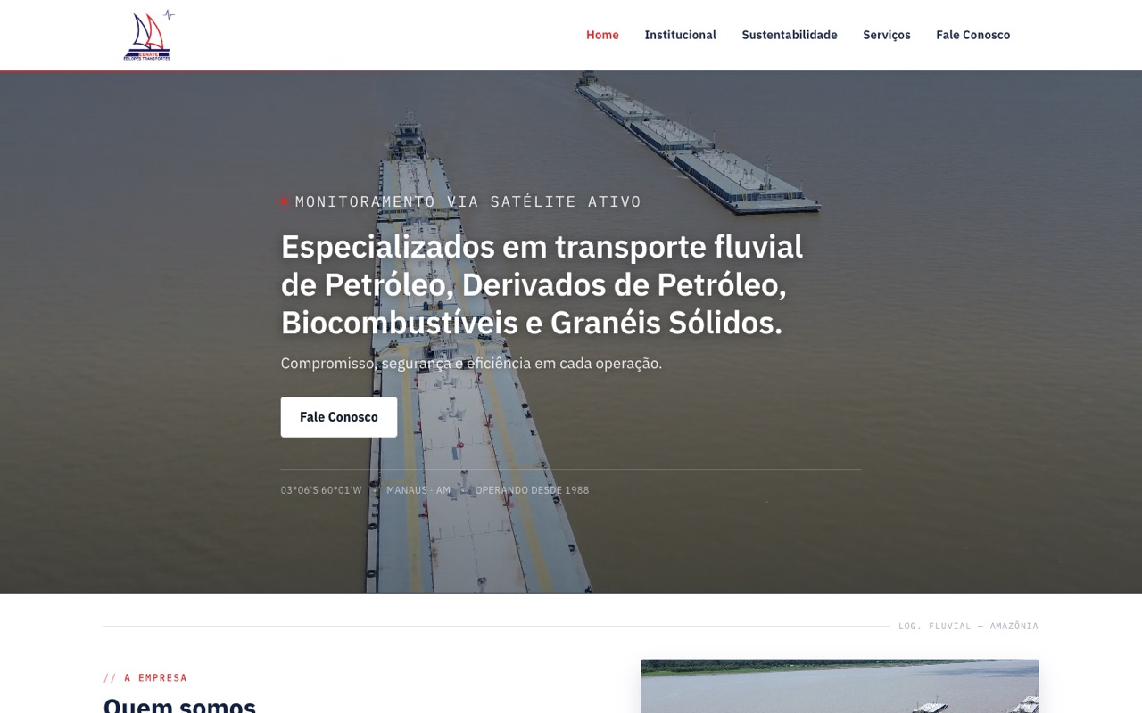 Página inicial do site da Grupo Ednave